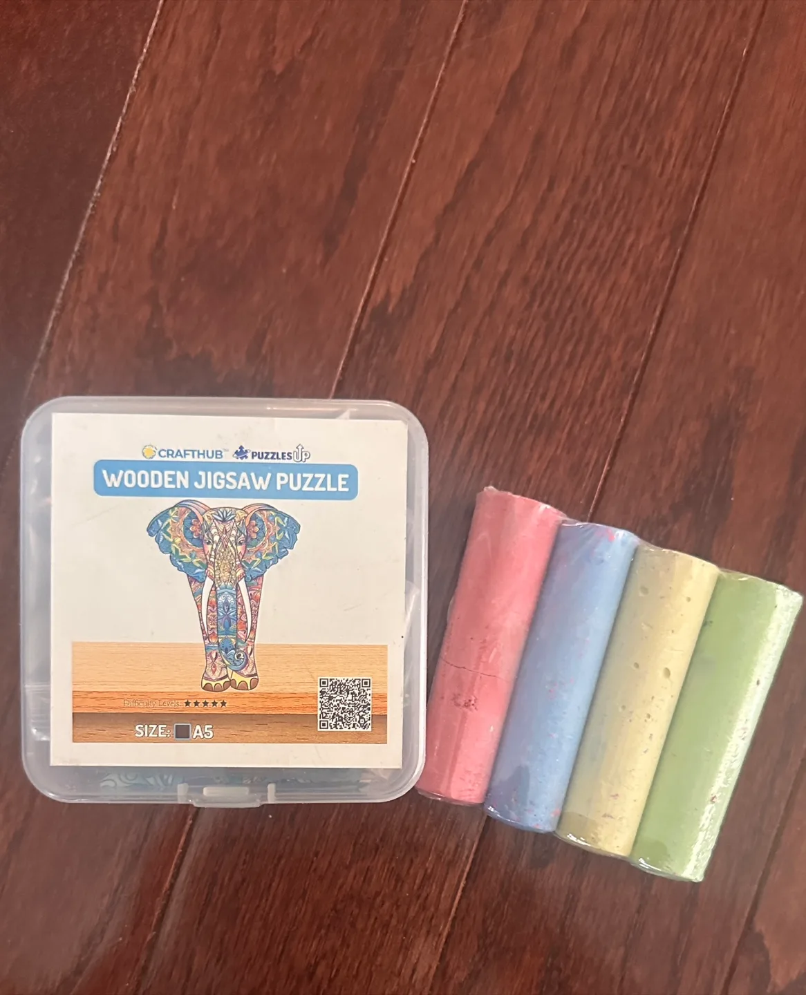 Wooden Puzzle and some chalk thumbnail