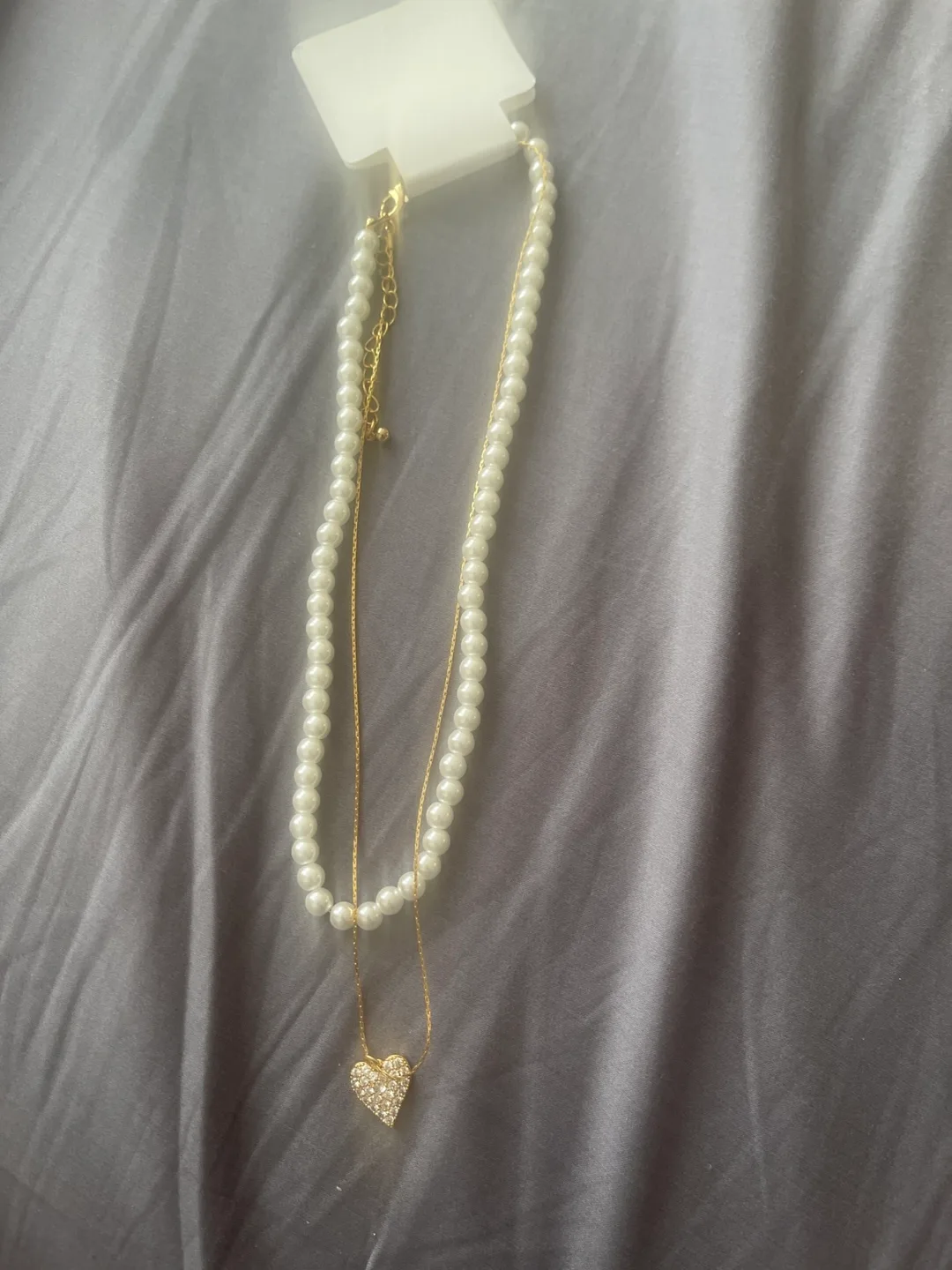 Pearl & Gold Heart Necklace - New in Box thumbnail