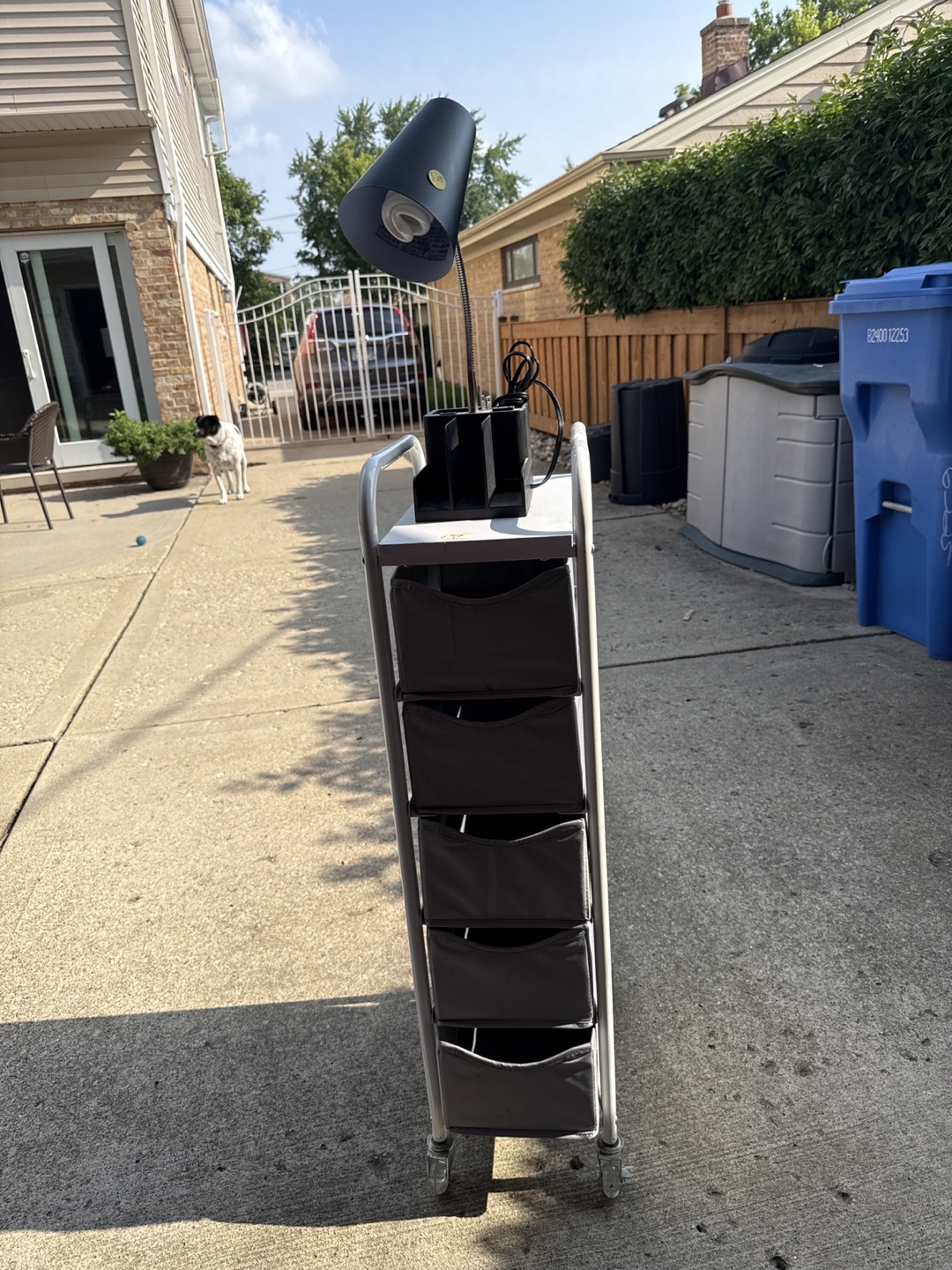 Rolling Cart with 5 Drawers and Lamp