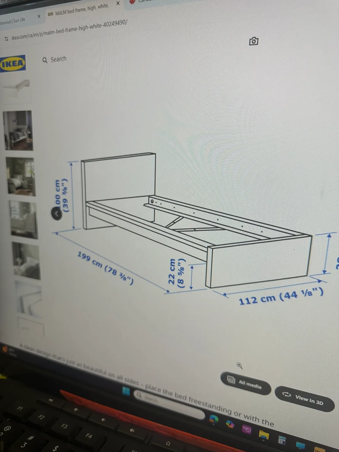 IKEA Malm Bed Frame, High, White, Full Size thumbnail