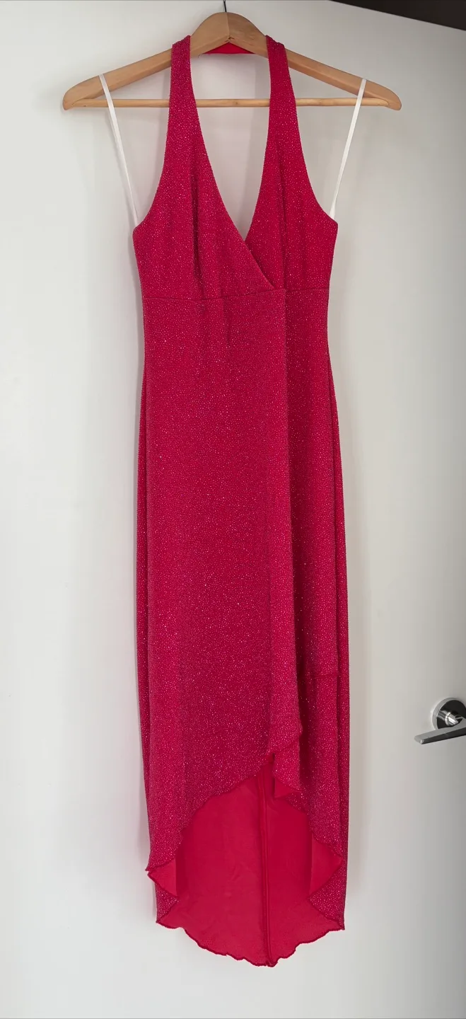 Red Sparkle Halter Dress 7/8 thumbnail