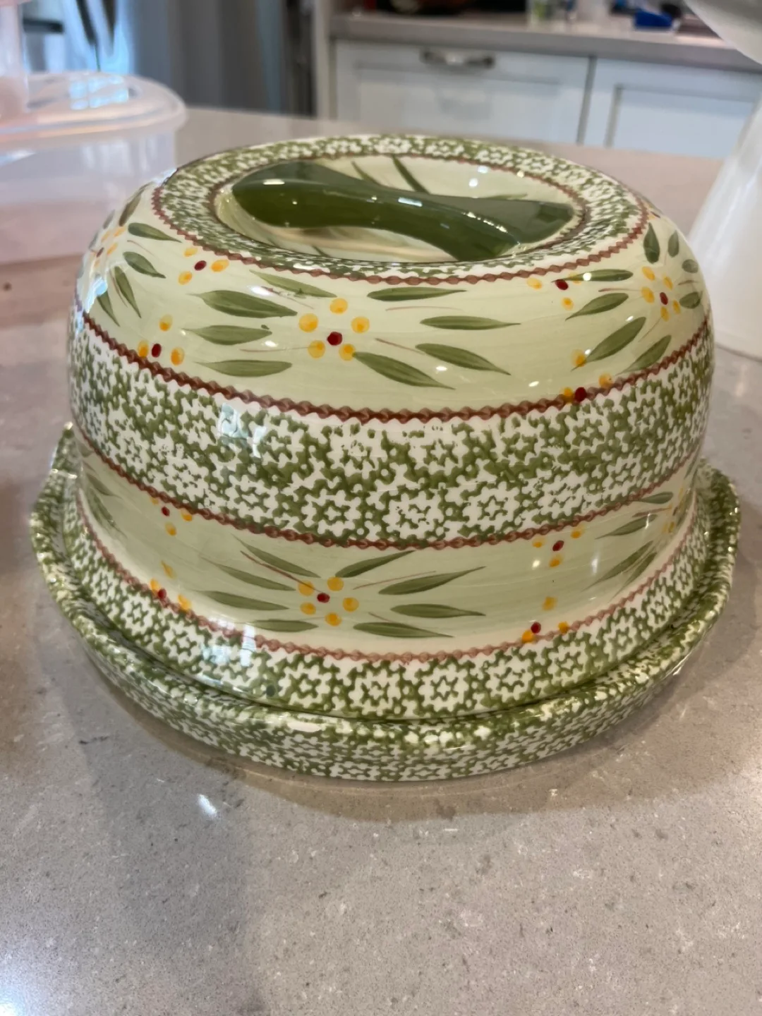 Hand Painted Ceramic Cake Stand with Dome thumbnail