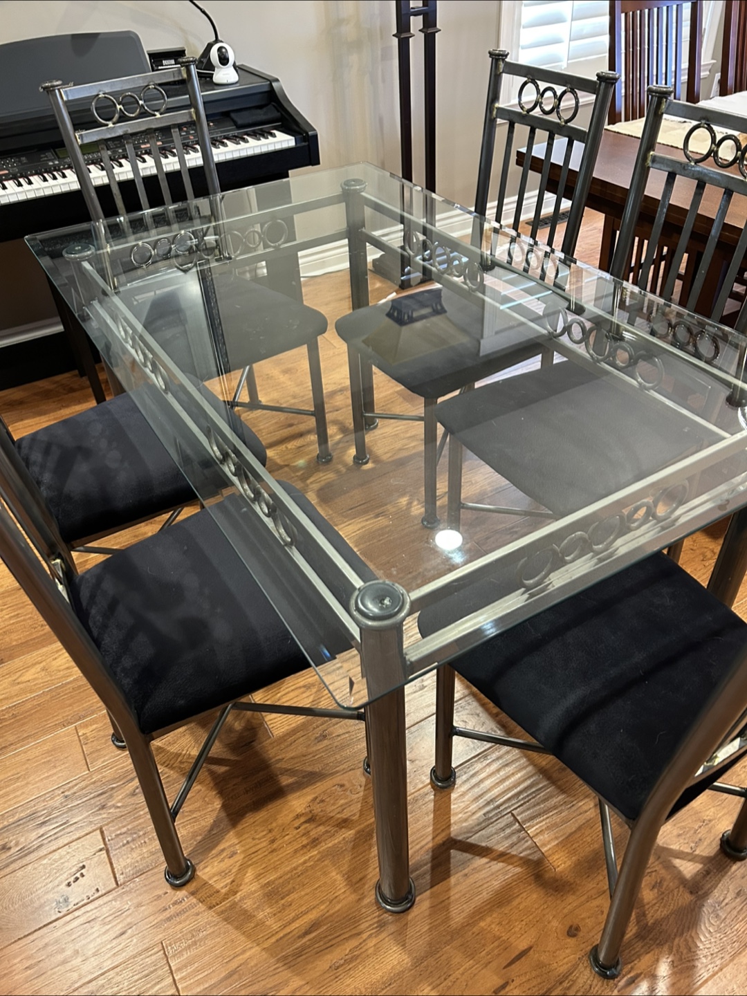 Glass Top Dining Table with 6 Chairs