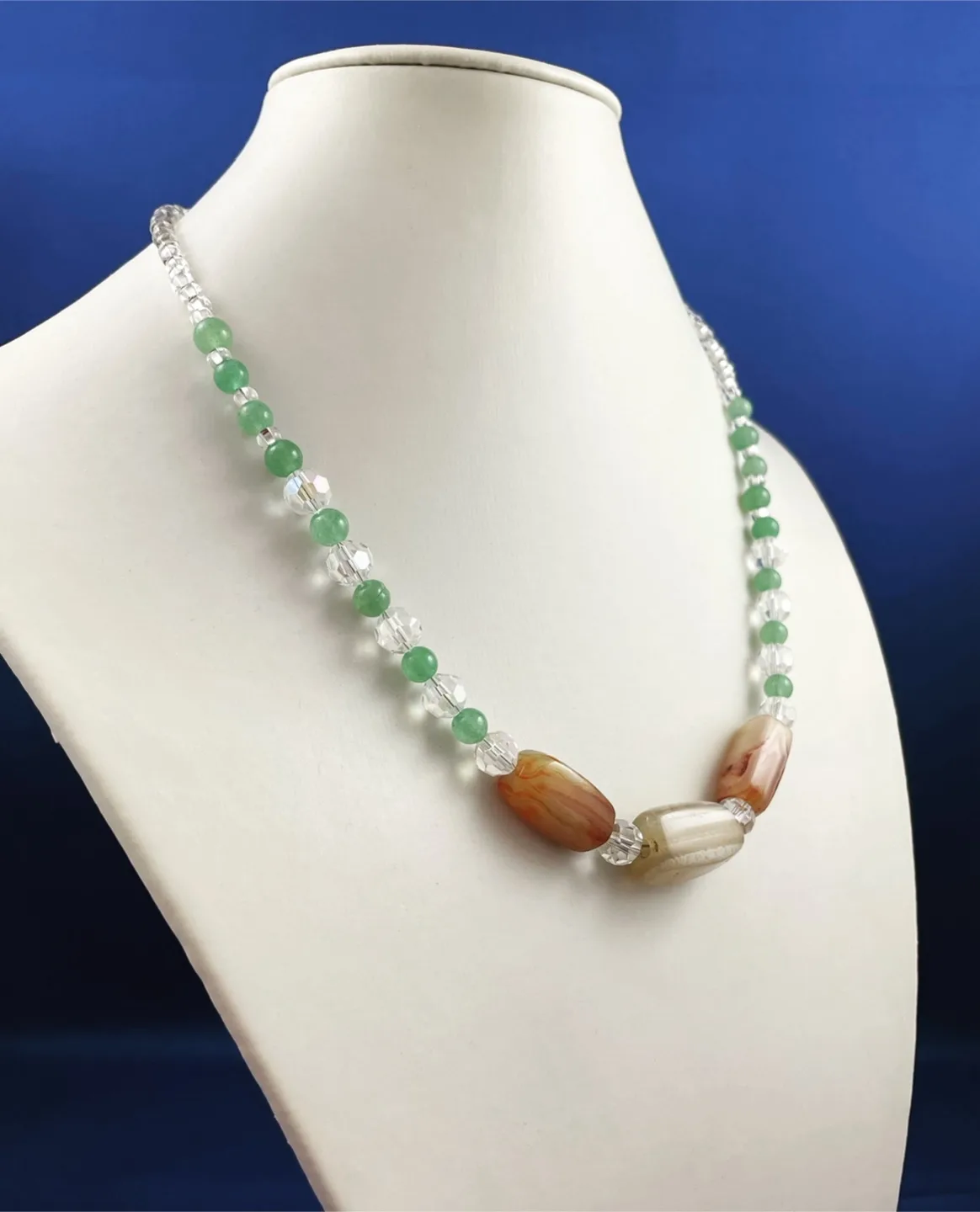 Agate, Green Aventurine and crystal necklace thumbnail