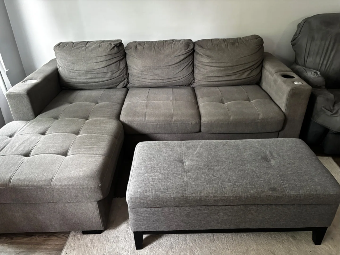 Gray Sectional Sofa with Storage thumbnail