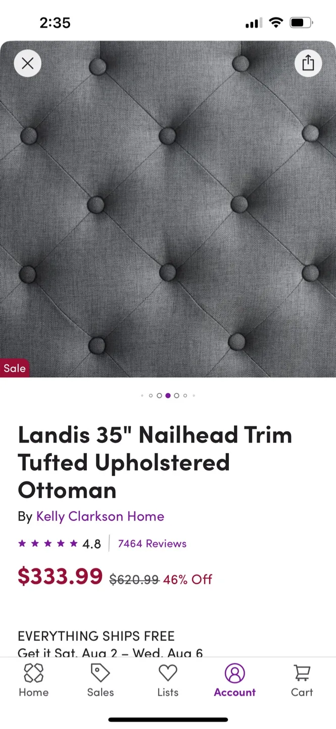 Kelly Clarkson Tuffed  Ottoman - 35" Square image indicator(3)