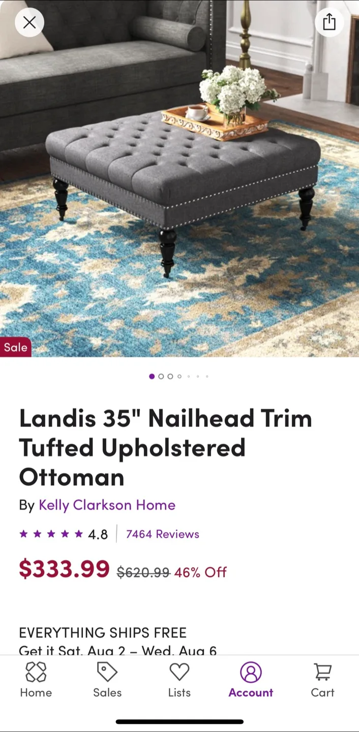 Kelly Clarkson Tuffed  Ottoman - 35" Square image indicator(2)