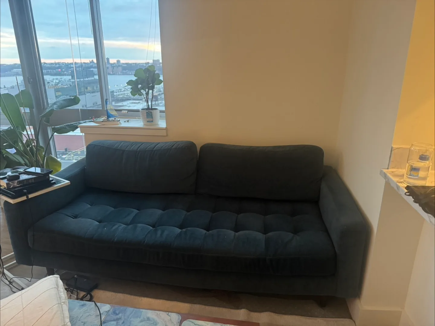 Ocean Blue Chenille Sofa image indicator(4)