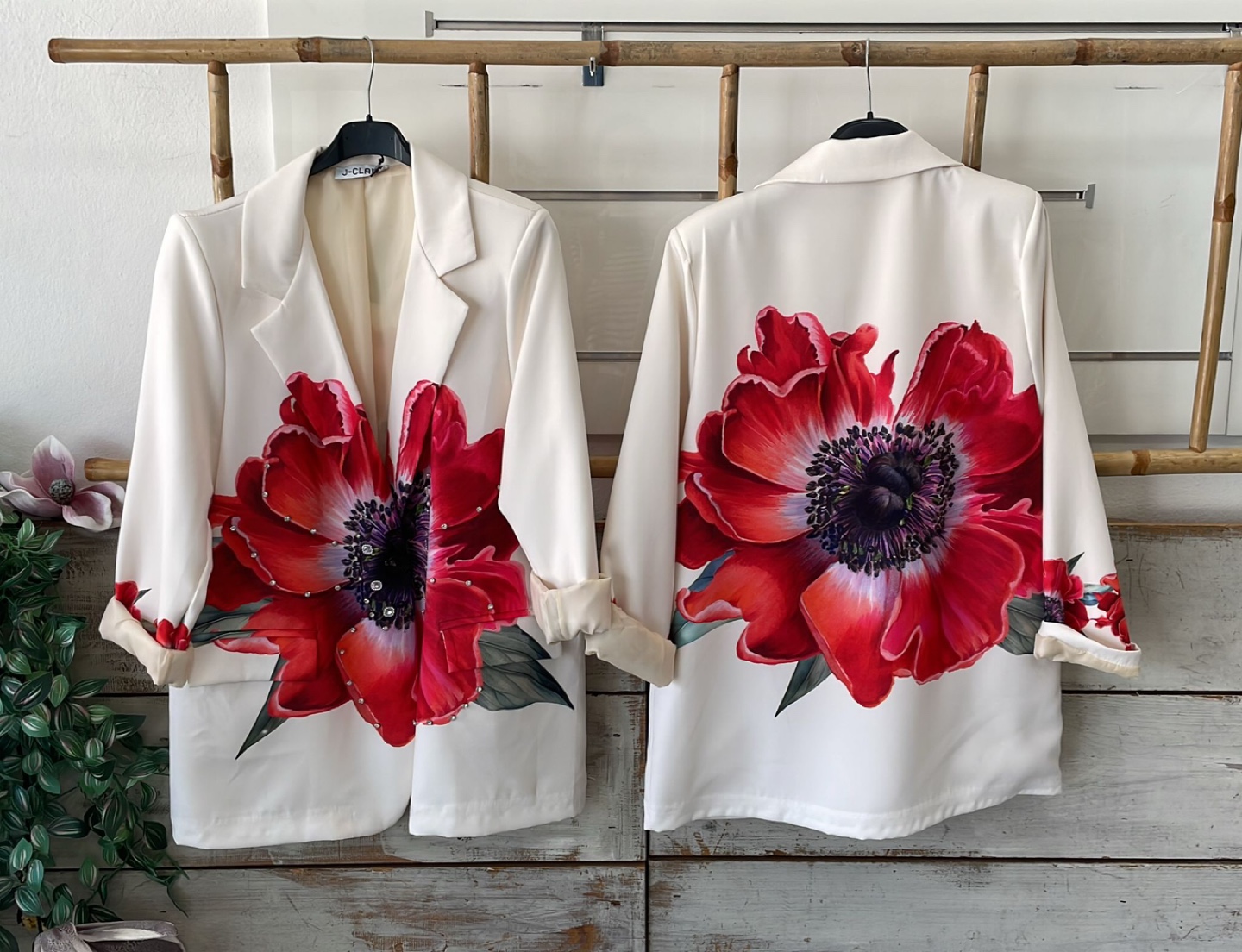 J-Clay White Floral Blazer