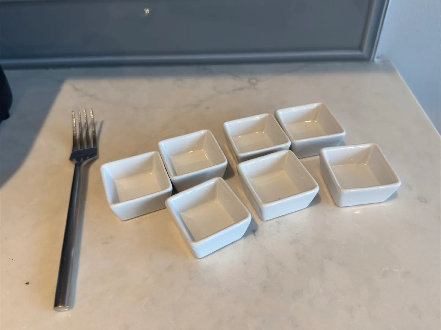 Set of 7 White Ceramic Condiment Bowls thumbnail
