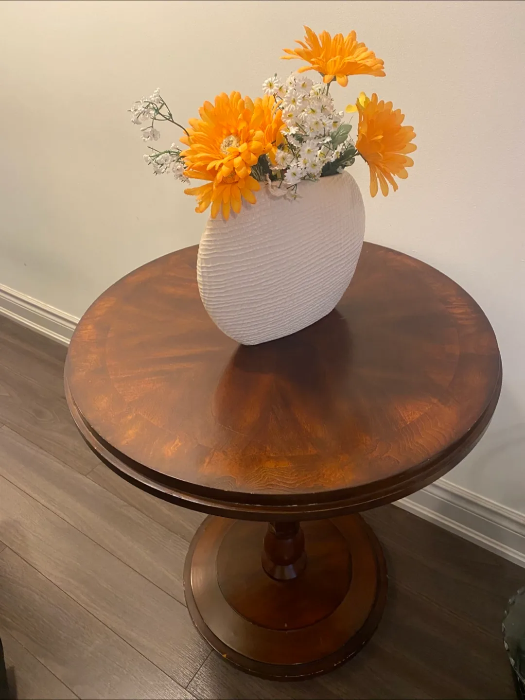 Dark Wood Round Accent Table - 26” Height thumbnail