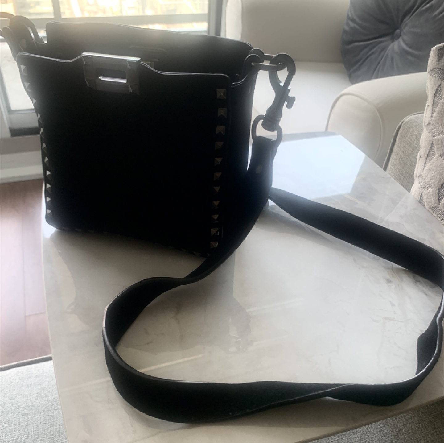 Black Studded Leather Crossbody Bag - photo 2