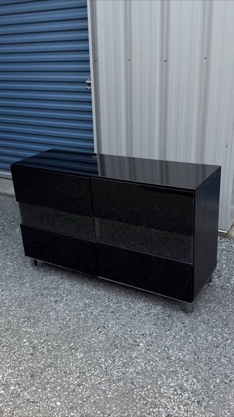 IKEA Black Dresser with Glass Front Drawers