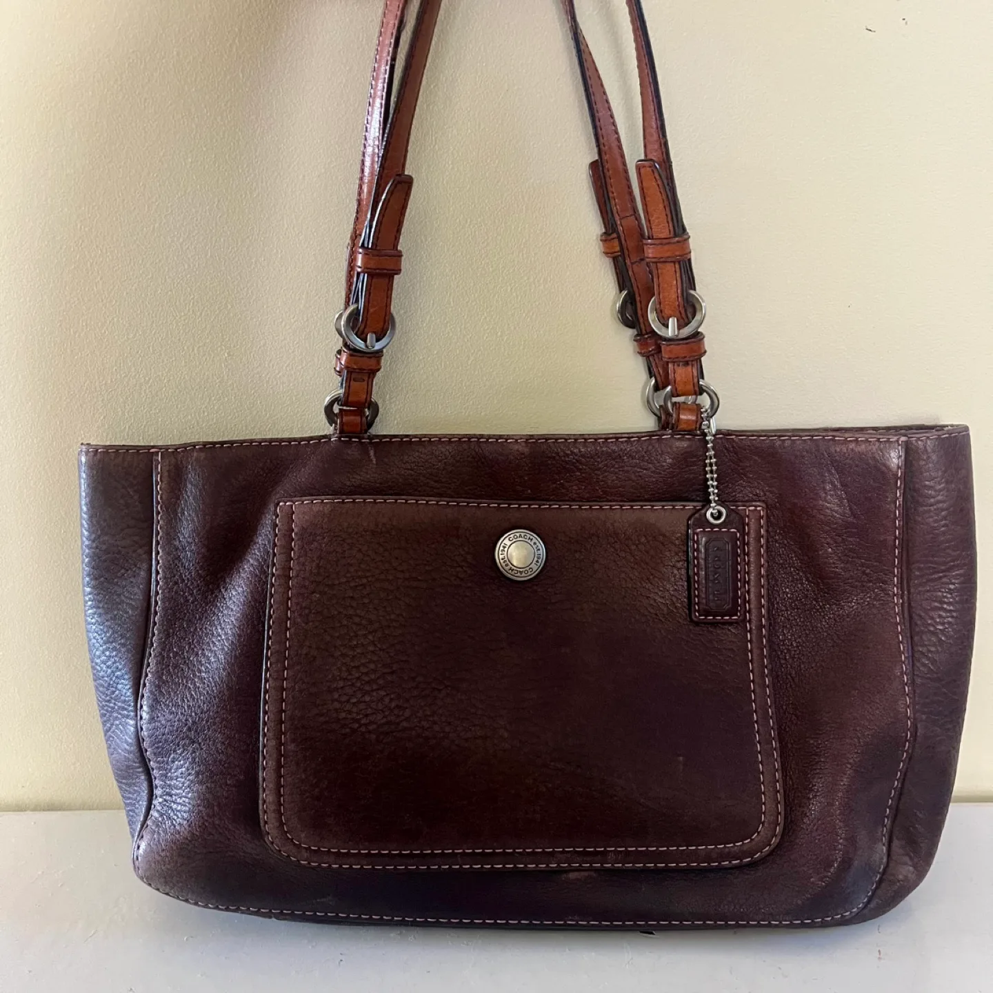 Vintage Coach Chelsea Handbag Purse Brown Pebbled Leather thumbnail