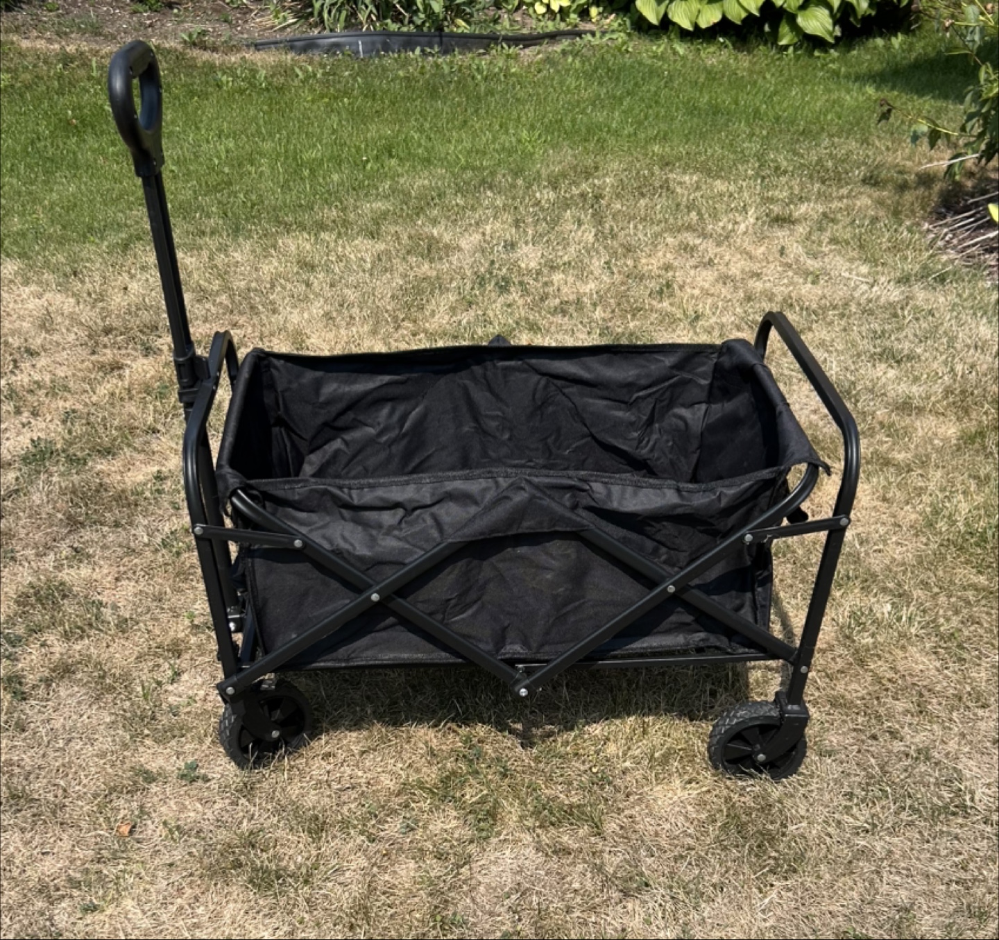 Collapsible Outdoor Utility Wagon, Black, 27" wide