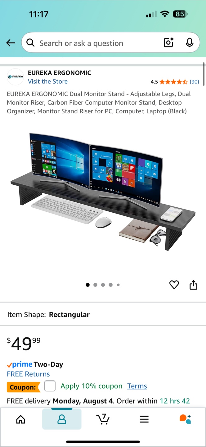 Eureka Ergonomic Dual Monitor Stand - Black