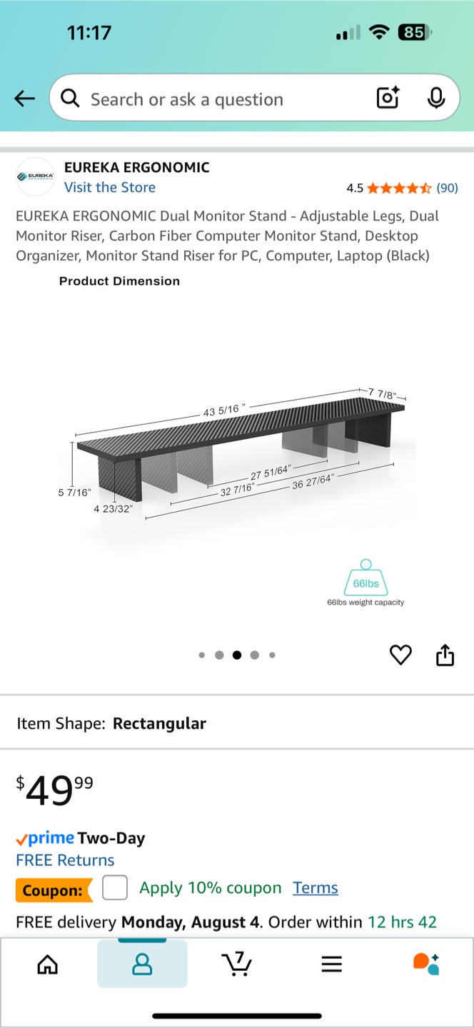 Eureka Ergonomic Dual Monitor Stand - Black - photo 2