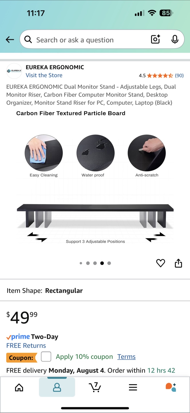 Eureka Ergonomic Dual Monitor Stand - Black - photo 3