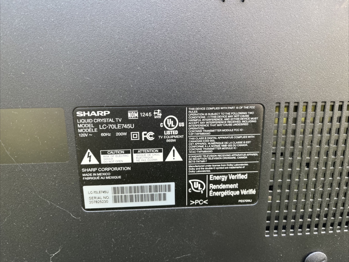 Sharp Aquos 70" LCD TV - LC-70LE745U - photo 2