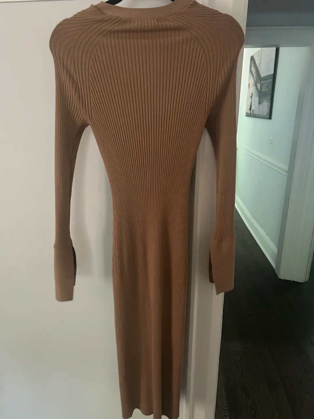 Reiss Brown Ribbed Knit Dress - Size S image indicator(2)