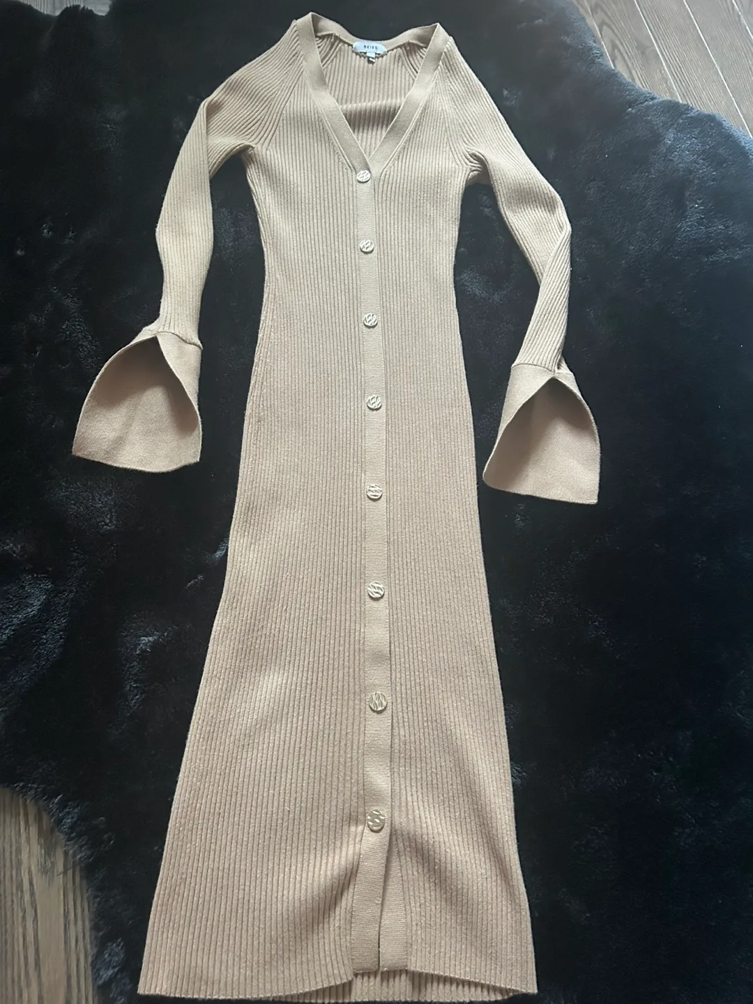 Reiss Brown Ribbed Knit Dress - Size S image indicator(6)