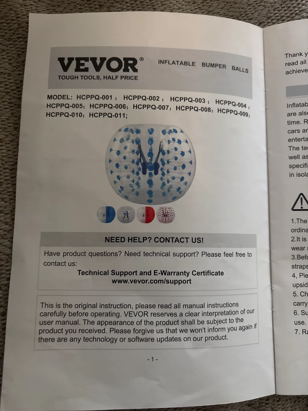 Vevor Inflatable Bumper Ball - Red & Transparent image indicator(5)