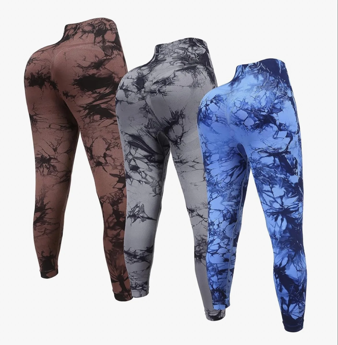 Brand new 3 Pack Tie Dye Seamless High Waisted Workout Leggings image indicator(6)