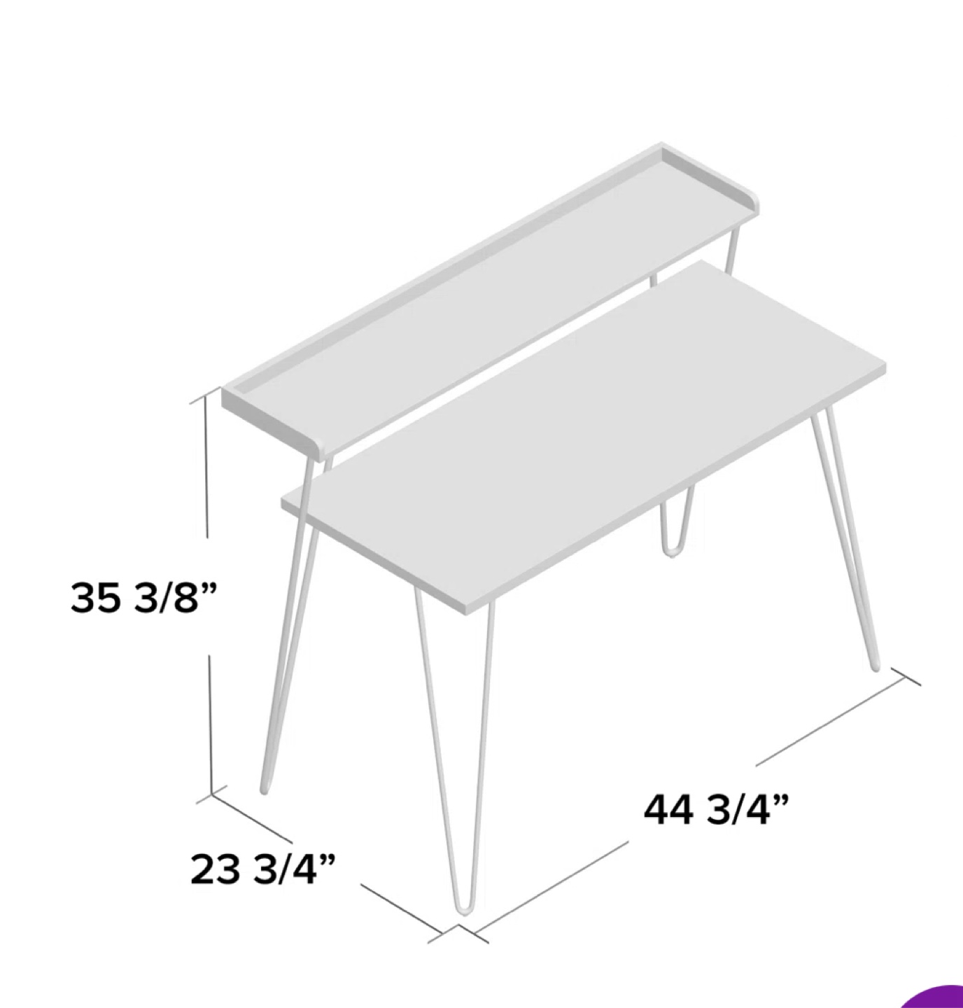 White Desk with Shelf, Modern Style - photo 2