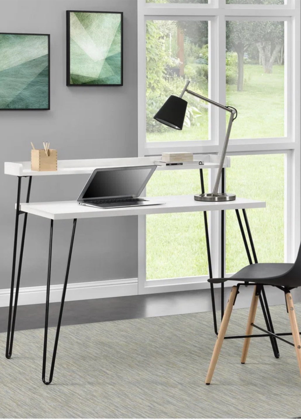 White Desk with Shelf, Modern Style - photo 3