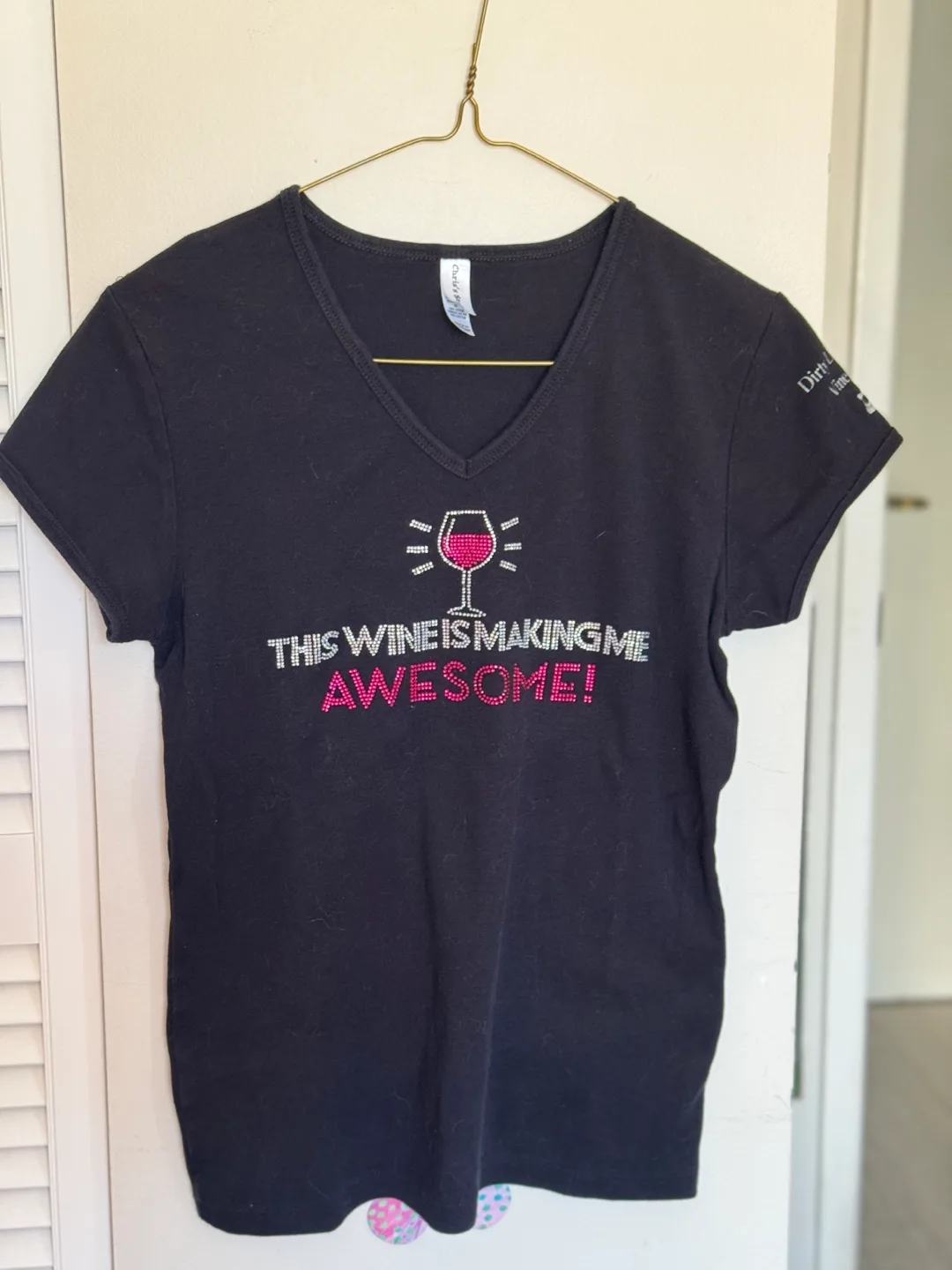 Black V-Neck T-Shirt - This Wine Is Making Me Awesome! thumbnail