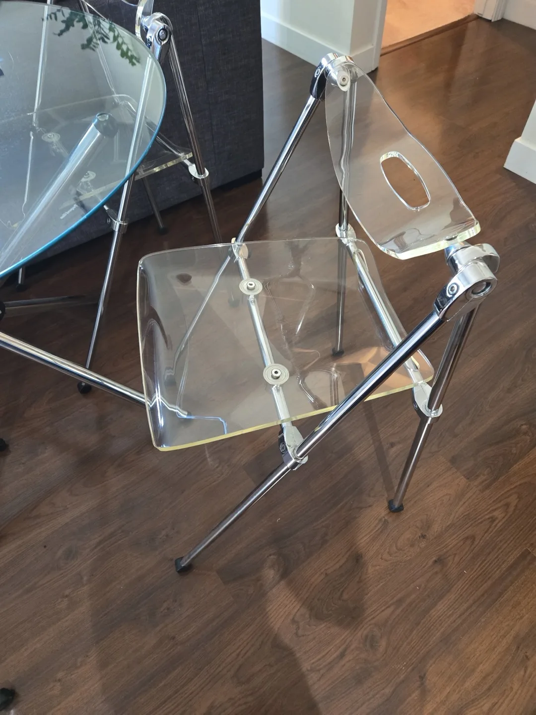 Clear Acrylic Folding Chair with Chrome Frame thumbnail