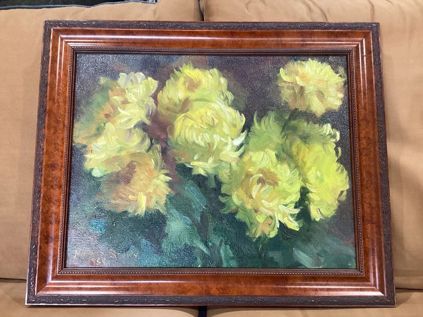 Vintage Floral Painting by J. Brown thumbnail