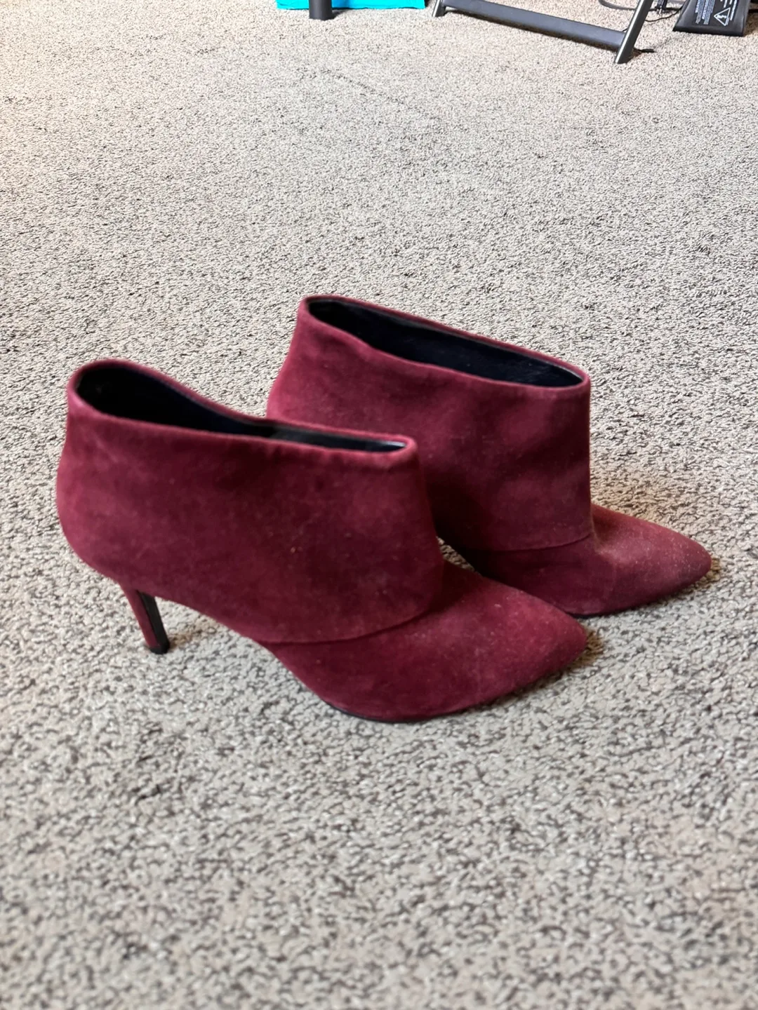Burgundy Suede Ankle Boots thumbnail