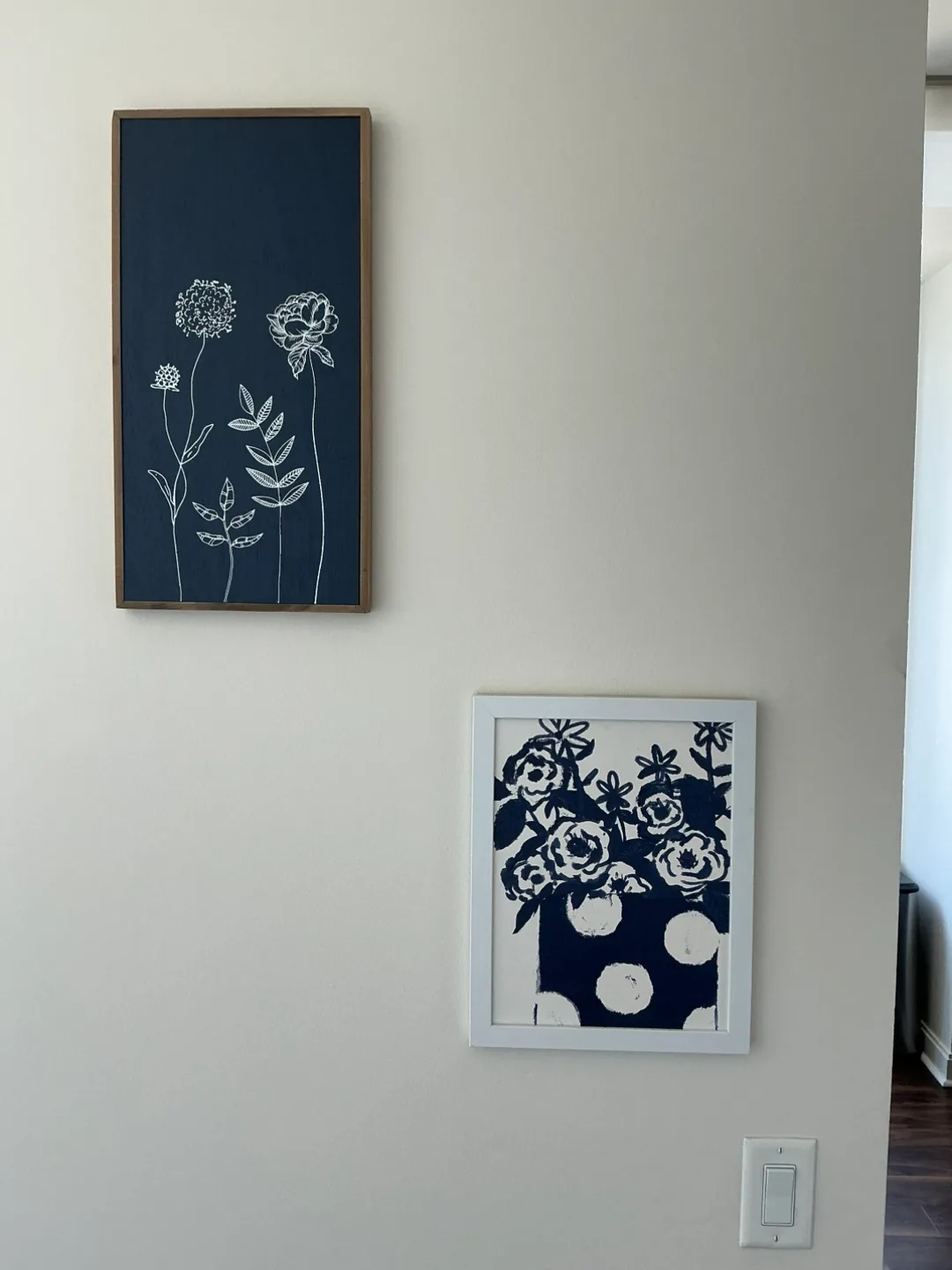 Floral Wall Art Set - Navy & White thumbnail