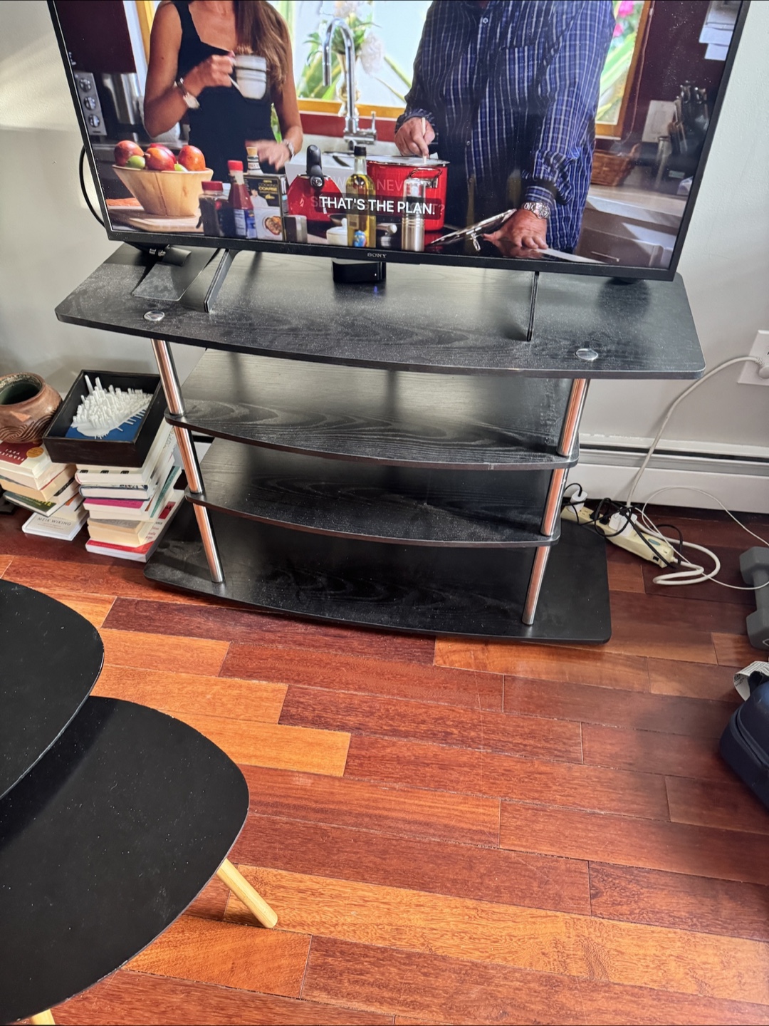 Black Metal & Wood TV Stand - photo 2