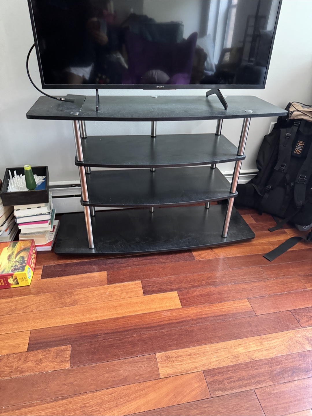 Black Metal & Wood TV Stand