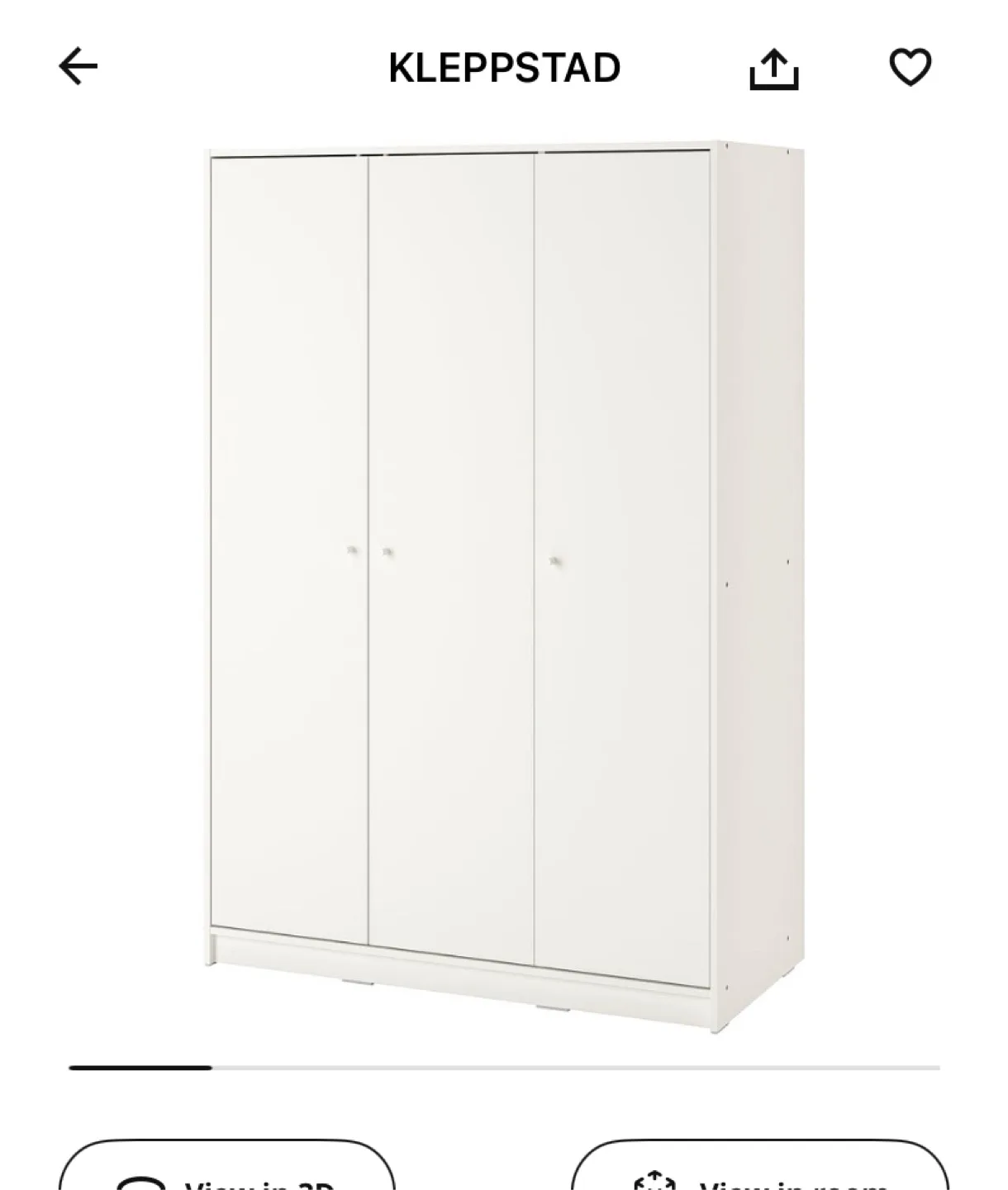IKEA Kleppstad Closet Wardrobe - White thumbnail