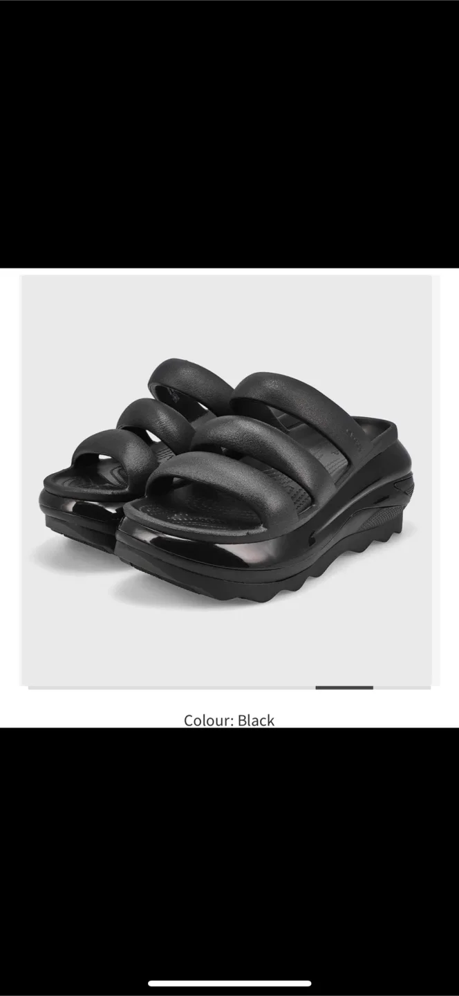 Crocs mega crush triple strap in black size 7 women image indicator(7)