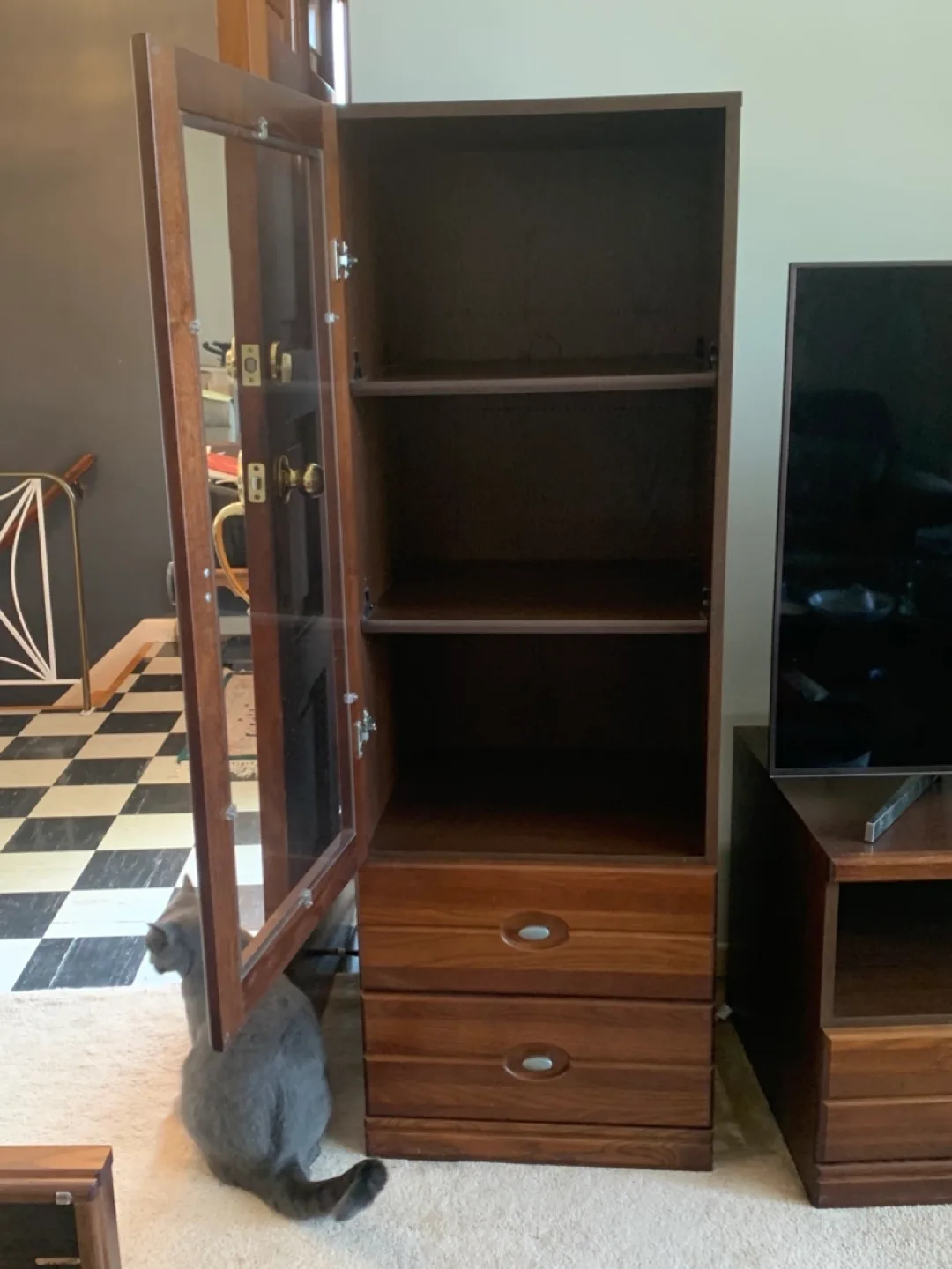 Wooden Display Cabinet with Drawers thumbnail