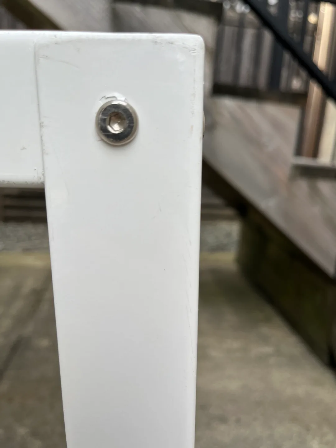White Sturdy Metal Table with Wheels thumbnail