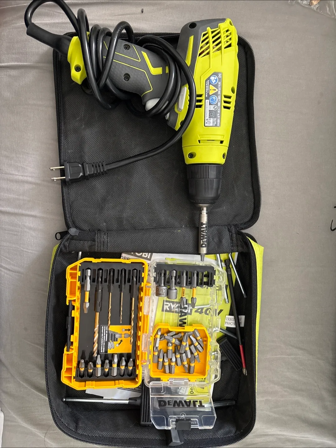 Ryobi Drill with DeWalt Bit Set thumbnail