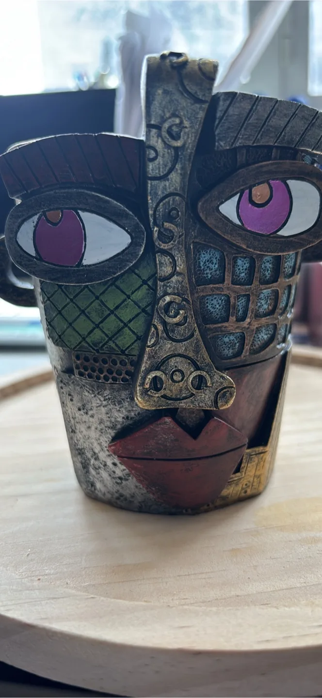 REDUCED!! Gorgeous Gift! Purple eyed planter for office or home! thumbnail