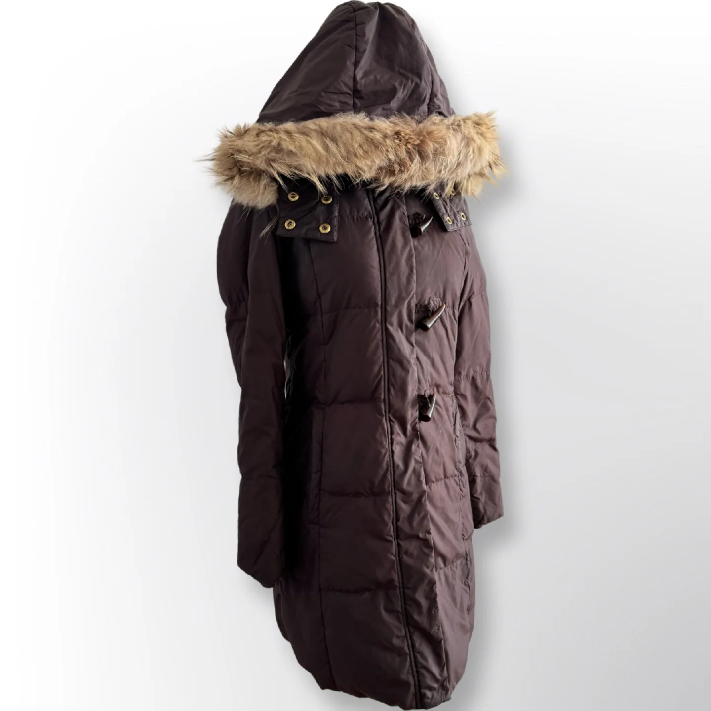 Company Ellen Tracy Brown Hooded Puffer Coat Size Small thumbnail