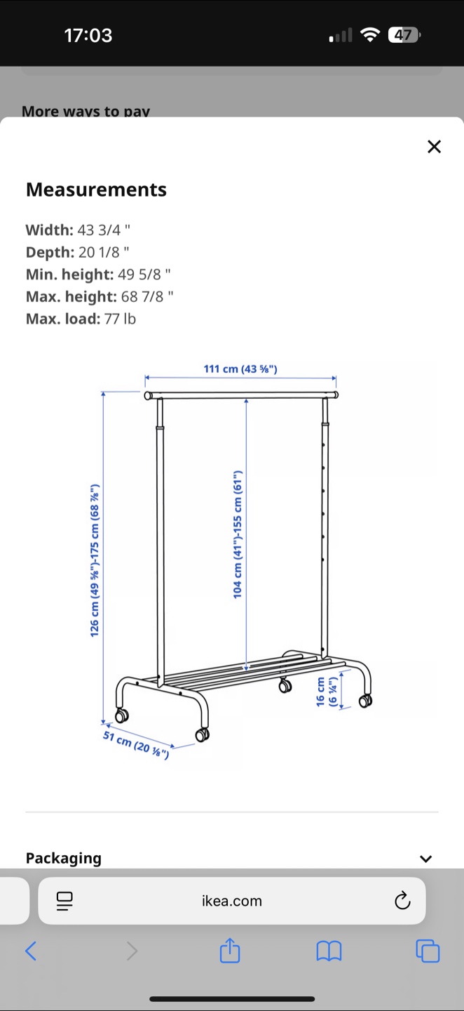 IKEA Rigga Clothes Rack - White - photo 3