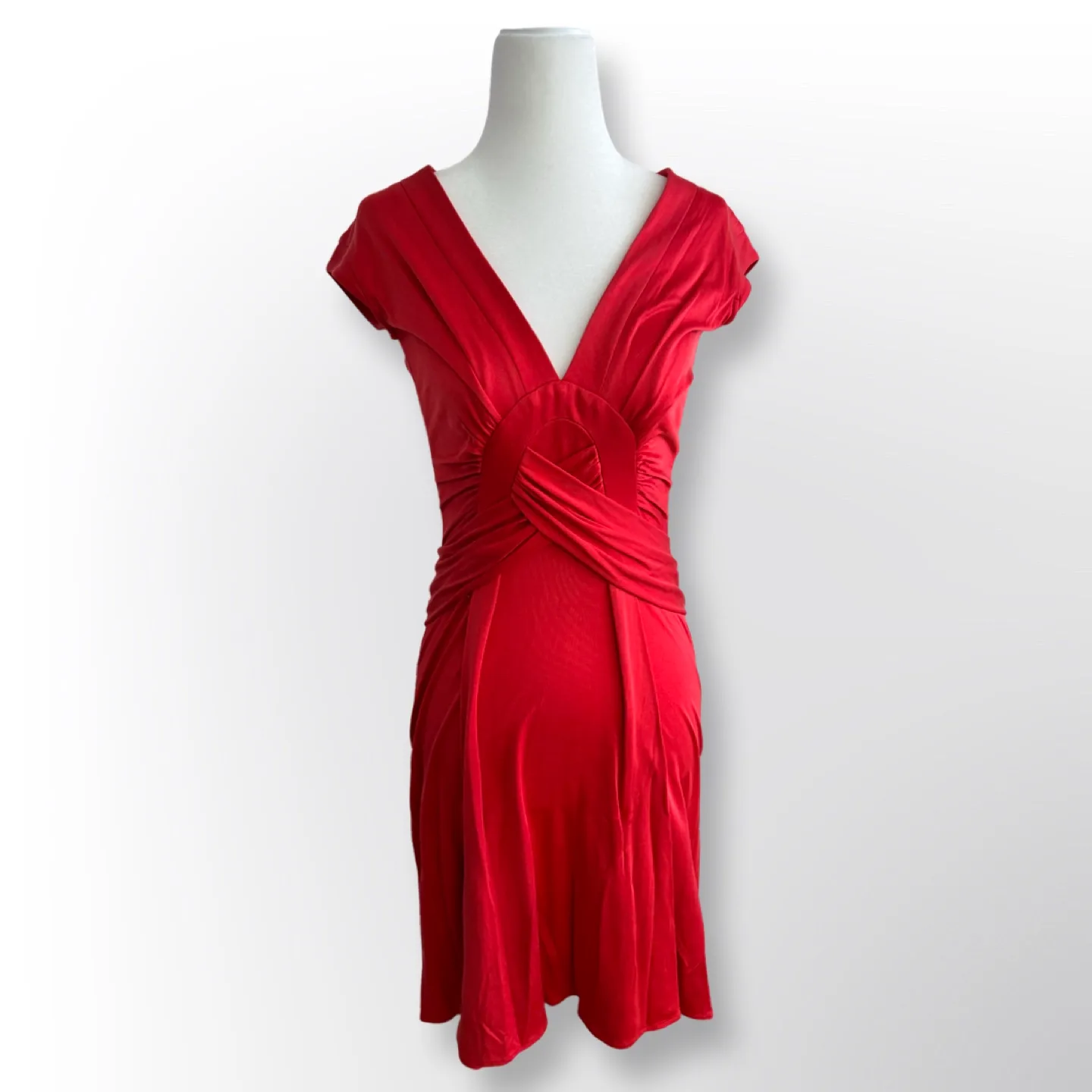 Issa London V Neck Coral Silk Dress | Size 4 thumbnail