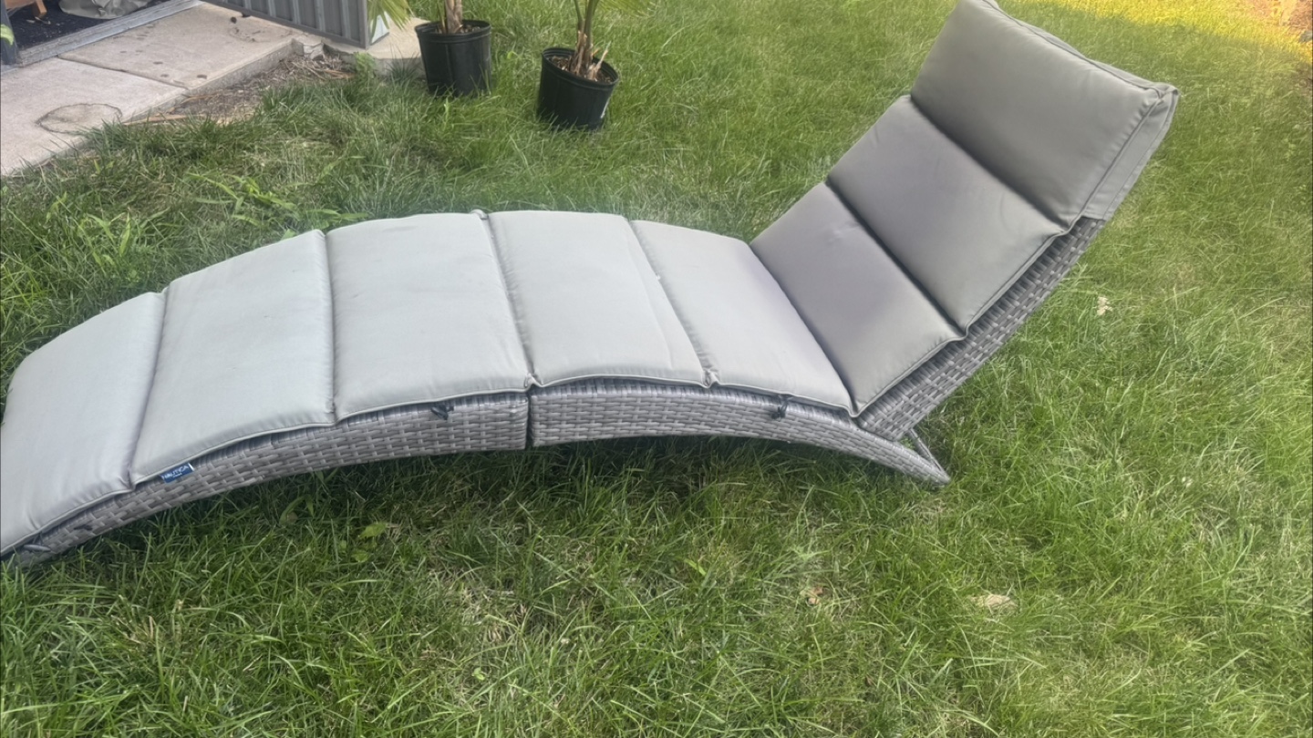Gray Wicker Outdoor Chaise Lounge