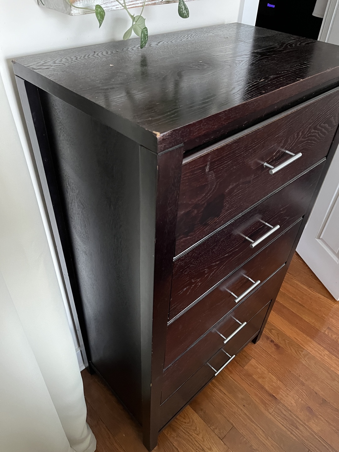 Dark Brown Wood 5-Drawer Chest - photo 3