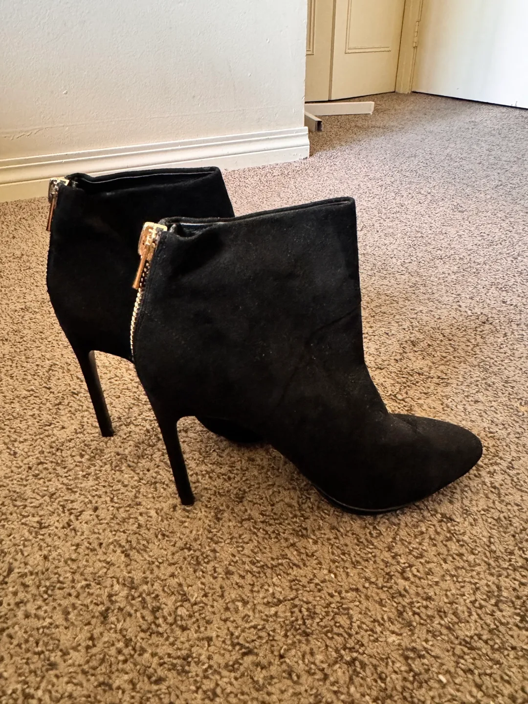Zara Black Suede Ankle Boots, Size 39 thumbnail