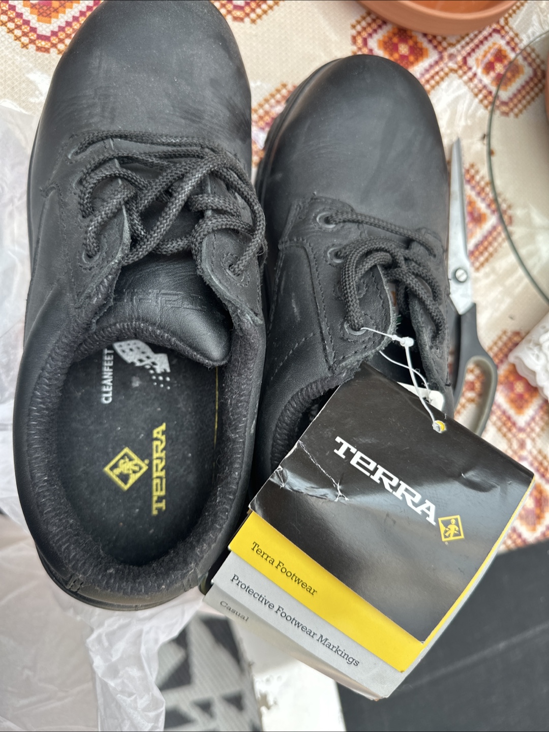 Terra Black Leather Work Shoes