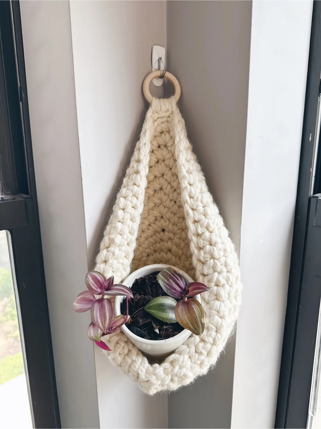 Handmade Hanging Crochet Basket thumbnail